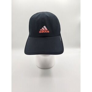 Unisex Adidas black baseball cap hat 3 stripes pink adjustable‎ back